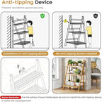 39.4" Foldable Plant Shelf Ladder Shelf, 3 Tier Bamboo Ladder Flower Pot Display Shelf, Freestanding Ladder Bookshelf for Garden, Balcony, Yard, Living Room, 23.6"W x 15"D x 39.4"H, Natural