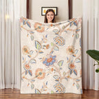 Boho Floral Throw Blanket, Bohemian Soft Cozy and Warm Couch Blankets Gift for Flower Lover, Decorative Blankets for Sofa Couch Bed, White Yellow 50×60 inches