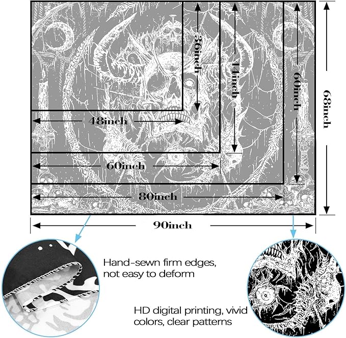 Lifeella Skull Tapestry, Gothic Horror Moon Skeleton Mystic Dark Tapestries for Bedroom Grunge Wall Hanging Black and White 60 x 80 inch