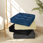 Wellsin Square Floor Pillows for Adults Kids - Meditation Floor Pillow Seating Cushion - Tufted Floor Cushion with Shredded Foam & Velvet Cover, 1 Pack, 20x20 Inch, Gray