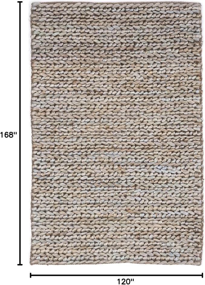 Dash and Albert Jute Area Rug - 9.5 X 13.5 Seaglass Solid Handwoven Accent Rug - Durable, Eco-Friendly, High Traffic Areas Hallway, Bedroom, Stairs - Premium Luxury Hotel Quality Soft Breathable