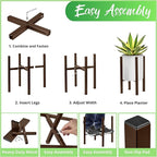 Sorbus Adjustable Metal Plant Stand – Mid Century Style Flower Pot Holder, 10 to 16 Inches Planter Stand for Modern Home Décor, Houseplants – Plant & Pot NOT INCLUDED (Brown, 1 Pack)