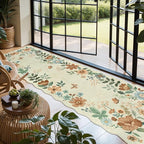 Lahome Floral Washable Runner Rug, 2'6''x8' Soft Hallway Rug Non Slip, Boho Ultra-Thin Kitchen Runners for Hallways with Rubber Backing Carpet for Laundry Bedroom Bathroom Flore (Beige)