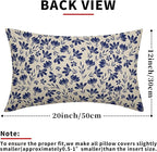 Navy Blue Floral Pillow Covers 12x20 Set of 2 Vintage Rustic Old Style Cute Small Flower Blue Cream Print Decorative Outdoor Pillowcases Farmhouse Throw Cushion Case Decor for Couch Sofa Bed