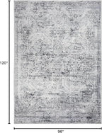 Area Rug 8×10, Large Vintage Boho Rug,Ultra-Soft Low Pile, Washable, Non Slip,Stain Resistant, Printed Carpet for Living Room Bedrooms Playroom Office Kitchen, Classic-Grey