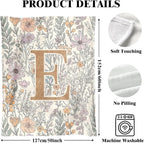 JXREQ Throw Blanket Initial Letter E Personalized Monogrammed Gifts for Women Teen Girls Frends, Boho Floral Throw Blankets for Bed Sofa Living Room Office, 50x60 Inch