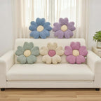 2 Pcs Lavender Decorative Throw Pillows, 15'' Cute Daisy Flower Shaped Pillow Floor Seating Cushion for Bed Couch Sofa Bedroom Room Dorm Decor (Lavender & Ivory)