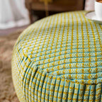 SUTAVIA Pouf Ottoman Cover Unstuffed Pouf Seat Decorative Soft Storage Bean Bag 20x20x8 Inches Floor Footrest for Living Room Bedroom (Blue Green, Round)