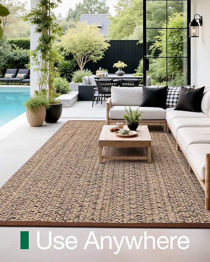 LUMI 4x6 Jute Area Rug for Living Room, Natural Handwoven Rugs Non Slip, Farmhouse Braided Carpets No Shedding for High Traffic, Dining Room, Indoor, Outdoor, Patio
