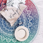 Oversize Round Mandala Beach Towel Blanket, Circle Microfiber Bohemian Boho Quick Dry Super Water Absorbent Towel, Hippy Gypsy Yoga Mat Picnic Table Mediation Throw Tapestry with Tassel Ultra ,59”