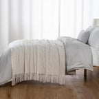 BATTILO HOME Ivory White Throw Blankets for Couch, Off White Lightweight Decorative Blankets and Throws, Boho Warm Knit Blanket for Men and Women, 50"x60"