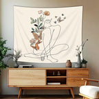 SVBright Abstract Woman Butterfly Fabric Wall Hanging Tapestry 59Wx51H Inch Mid Century Modern Minimalist Flower Plant Beige Terracotta Aesthetic Portrait Home Decor Art for Living Room Bedroom Dorm