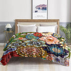 Neasow Floral Fleece Throw Blanket, Vibrant Color Boho Flowers Blossom Cozy Decor Throws for Sofa Bed Couch Chair or Dorm 50×60 inch