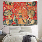 FEASRT Medieval Maiden Tapestry, 60x40 Inches Soft Flannelette, Lady and Unicorn for Living Room Bedroom Dorm