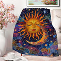 Sun and Moon Blanket Throw, Plush Blanket Gift for Adults, Hippie Witchy Lightweight Soft Fleece for Bedrooms, Meditation, and Decor, 40x50 Inches