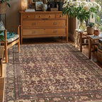Oriental 5x7 Area Rugs for Living Room Bedroom, Vintage Washable Christmas Rug, Red Boho Area Rug, Non Slip & Low Pile Faux Wool Carpet for Indoor Dining Room and Kids Room(Red 5x7ft)