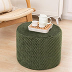 Ottoman Foot Rest Stuffed Round Boho Floor Poof Seating Armchair Foot Stool Floor Cushion Bean Bag Pouf Ottoman 18x18x14 Inch Forest
