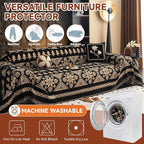 VClife Boho Couch Cover for Sofa, Anti Slip Chenille Sofa Cover for Sectional Sofa - 1 Piece Black Khaki Geometry Jacquard Sofa Slipcover, Pet-Friendly Couch Cushion Cover with Tassel 71"x 134"