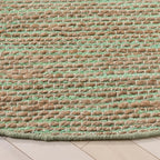 SAFAVIEH Cape Cod Collection Area Rug - 6' Round, Green & Natural, Handmade Jute & Cotton, Ideal for Living Room, Bedroom, Dining Space (CAP236Y)