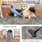 8x10 Washable Vintage Area Rug Black Grey Living Room Bedroom Carpet Non-Slip Soft Low Pile Distressed Indoor Large Throw Rug for Dining Room Office