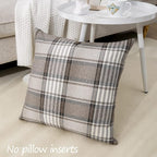 CARRIE HOME Brown Plaid Pillow Covers 18x18 Set of 2 Farmhouse Plaid Decorative Throw Pillows for Living Room Couch Sofa