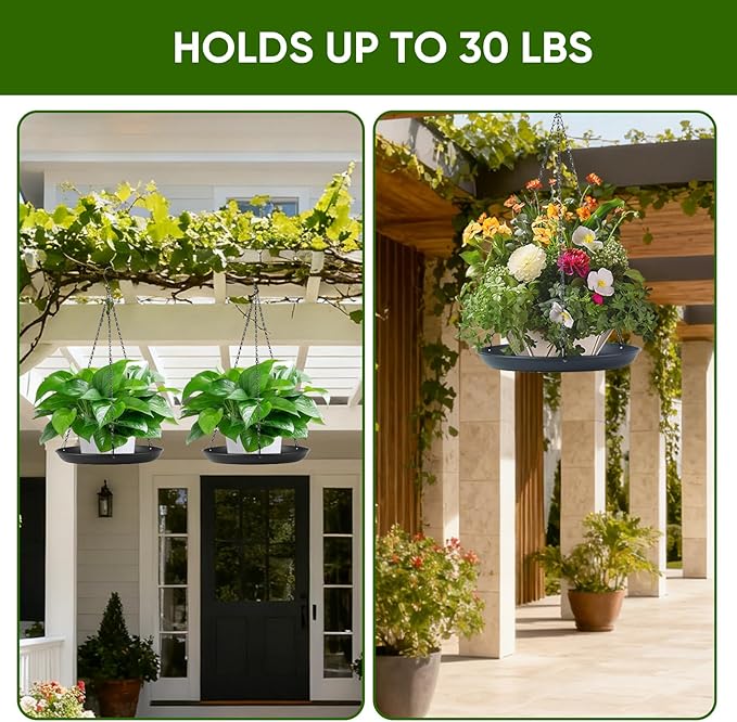 Metal Plant Hanger for Indoor Outdoor Use,Hanging Planters for Plants Basket with 9.8in/11.8inDiameter, Black Window Shelf for Plants（11.8IN）