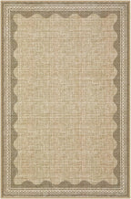 Scalloped Tan Washable Rugs 10x13 Rug for Living Room Non-Slip Solid Jute Modern Minimalism 10 x 13 Rug Low-Pile Carpet for Bedroom Dining Nursery Mat with Rubber Back