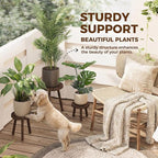 Bamworld Plant Stands Indoor 3 Pack Single Plant Stand for Multiple Plants Corner Plant Stool Wooden Plant Stands for Patio Garden Balcony Living Room Bedroom(Brown)