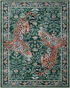 Moynesa Leopard Washable Rugs, 8x10 Area Rugs for Living Room, Soft Large Jaguar 8x10 Bedroom Rug, Non Slip Ultra Thin Floor Carpet for Dining Room Home Office, Green