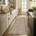 2'x6' Washable Runner Rug Utral Soft Lightweight Vintage Boho Distressed Non-Slip Backing,Low Pile Stain Resistant Farmhouse Rug for High-Traffic Hallway, Kitchen & Laundry