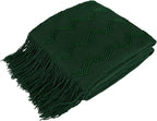 PAVILIA Emerald Green Knit Throw Blanket for Couch, Twin Bed, Soft Knitted Farmhouse Sofa Throw for Living Room, Lightweight Decorative Summer Blanket for Chair, Outdoor Textured Boho Blanket, 60x80