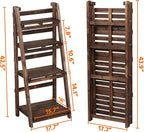 Yaheetech Wooden Foldable Ladder Shelf 4-Tier Magazine Holder Book Rack Plant Stand Folding Flower Display Pot Decorative Storage Free Standing Indoors/Outdoors Rustic No Assembly Required Brown