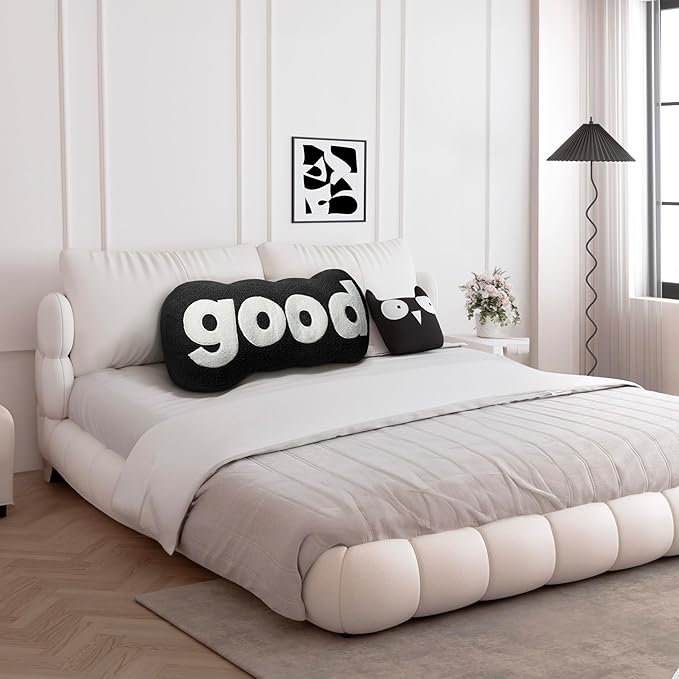 Johnear Headboard Pillow Black Plush Reading Pillow Back Support Pillow for Bed Sitting Up Adult Daybed Sofa College Dorm Bed Headboard Backrest Cushion Bolster Throw Pillow Body Pillow Twin