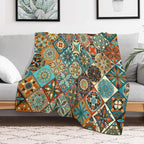 Boho Floral Throw Blanket Mandala Colorful Bohemian Flowers Art Pattern Blanket for Sofa Bed Couch Chair Or Dorm 40"x50"