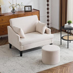 Bezseller Soft Boucle Pouf Ottoman, Comfortable Foot Rest, Full Foam Filling Footstool for Living Room, Bedroom, Lightweight Comfort and Charm Floor Poof Seating Perfect to Rest Your Feet, Beige