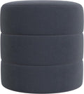 Spatial Order Upholstered Round Ottoman (No Lid, Seat Only) | Spatial Order Home Décor | Foot Rest Pouf – Steel Blue Velvet