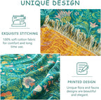 Boho Throw Blanket - 100% Cotton Soft Throw Blanket for Bed, 60"x80" Reversible Breathable Lightweight Spring Blankets, All Seasons Farmhouse Decor Floral Throw Quilt