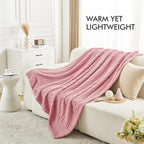 lifein Throw Blanket for Couch-Pink Boho Throw Blanket, Soft Fleece Plush Lightweight Blankets&Throws for Spring, Fuzzy Decorative Blankets for Livingroom Bed Sofa Chair (50x60, Pink)