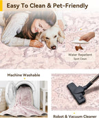 Area Rugs 3'x10' Runner Rug Non Slip Washable for Kitchen Hallway Bedroom Beside Laundry Room Bathroom Rug, Floor Carpet, Pink Greypink Cute