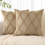 decorUhome Spring Euro Sham Throw Pillow Covers 22x22 Inch Set of 2, Soft Plush Faux Fur Wool Khaki Accent Couch Pillow Covers for Modern Farmhouse Bed Sofa Living Room