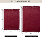 Chenille Throw Blanket for Couch 60"X 80" Twin, Soft Cozy Throws with Fringe Tassel for Bed Sofa Chair Cover, Lightweight Knitted Decorative Boho Blankets for Living Room, Red