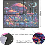 TUGCAY Blacklight Mushroom Tapestry Fantasy Forest Moon Butterfly Plant Snail Tapestry UV Reactive Aesthetic Wall Hanging Tapestries for Bedroom Dorm Living Room Classroom Decor 60 x 50 Inches