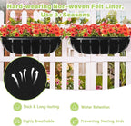 Riare 6 Pack 24 Inch Black Felt Window Box Liners- Fabric Trough Planter Basket Liners Replacement, Non-Woven Hanging Plant Liner for Wall Hanging Basket, Garden Fence Railing (Avoid Bird Nesting)