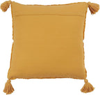 SARO LIFESTYLE Allman Collection Tufted Diamond Tassel Pillow Cover, 18", Mustard