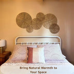 Wicker Wall Decor, Set of 6 pieces 22/21/16/14/12/10", Flat Baskets For Wall Decor,Woven Wall Art for Above Bed Decoration,Boho Decorative Wall Plate With Metal Frame