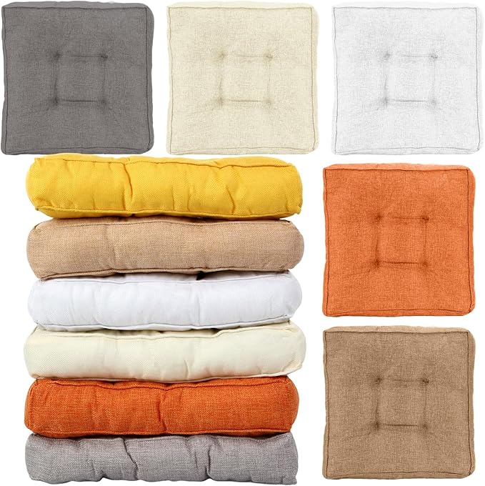 Qunclay 6 Pcs Floor Cushions Bulk Floor Pillows Flexible Seating Cushions 3.15'' Thick Flexible Seating Classroom Furniture Meditation Seat Pillows for Home Nursery Yoga Decor 15.7'' x 15.7''(Classic)