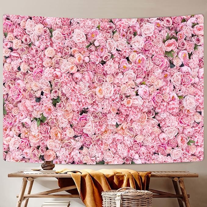 JAWO Floral Wall Tapestry for Girls, Colorful Yellow Rose Flower Tapestries Wall Hanging for Bedroom, Romantic Spring Aesthetic Tapestry Beach Blanket College Dorm Home Decor (90" W X 70" H)