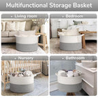 Goodpick Large Storage Basket 19.7'' x 12.6'', Basket for Blankets Living Room, Toy Storage Organizer for Clothes, Toys, 65L Grey