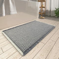 Upgraded Waffle Bath Mat, Super Absorbent Non Slip Bath Mats for Bathroom Floor, Machine Washable Bathroom Rugs with Tassels, Rubber Backed Bathroom Mats, Ultra Soft, 24" x 36",DarkGrey & Cream