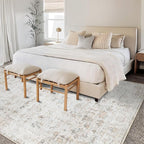 Washable 5×7 Area Rug for Living Room, Vintage Floral Rug Soft Non Slip Stain Resistant Boho Carpet for Bedroom Dinning Room Home Office Beige
